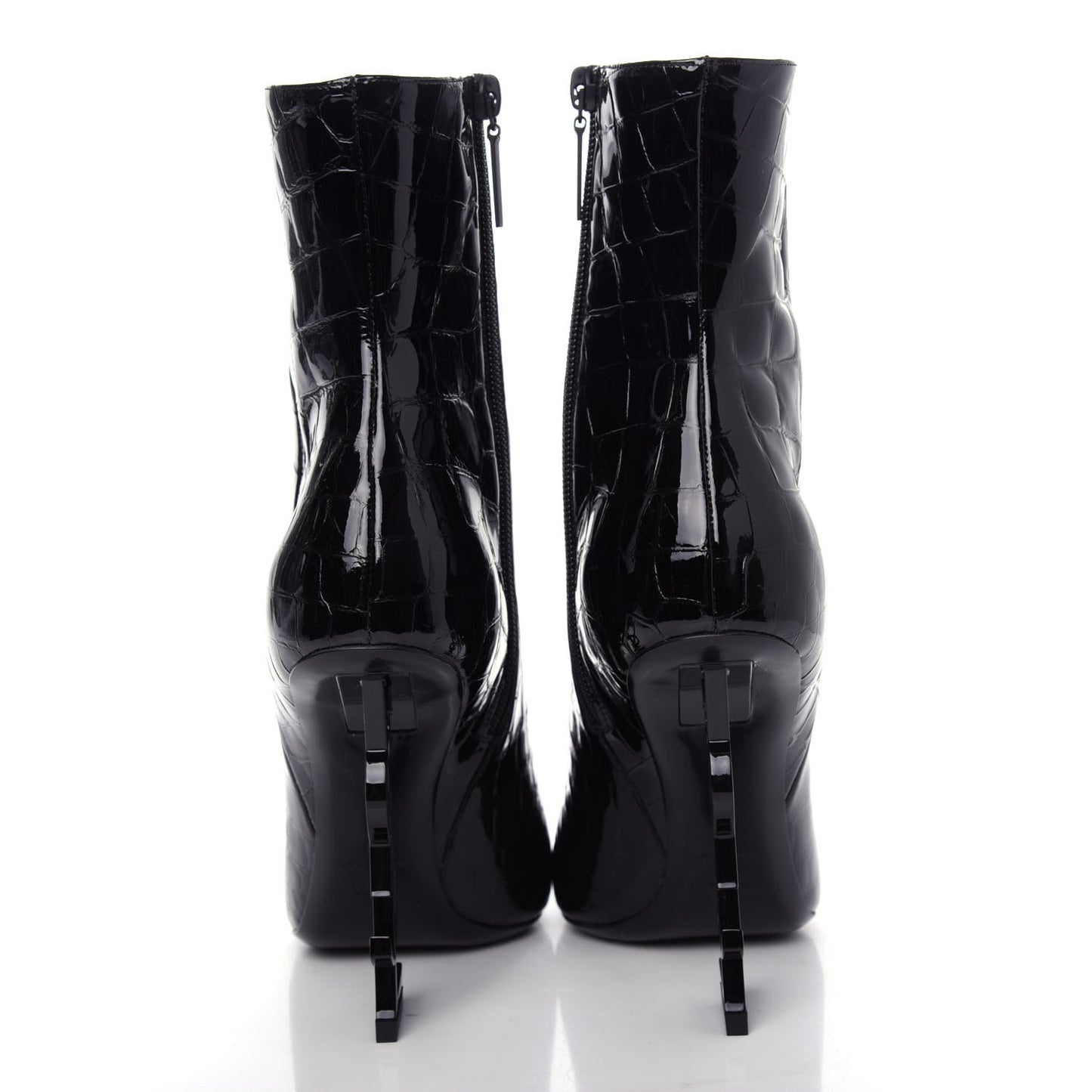Alligator Embossed Patent Calfskin Opyum 110 Ankle Boots 39 Black