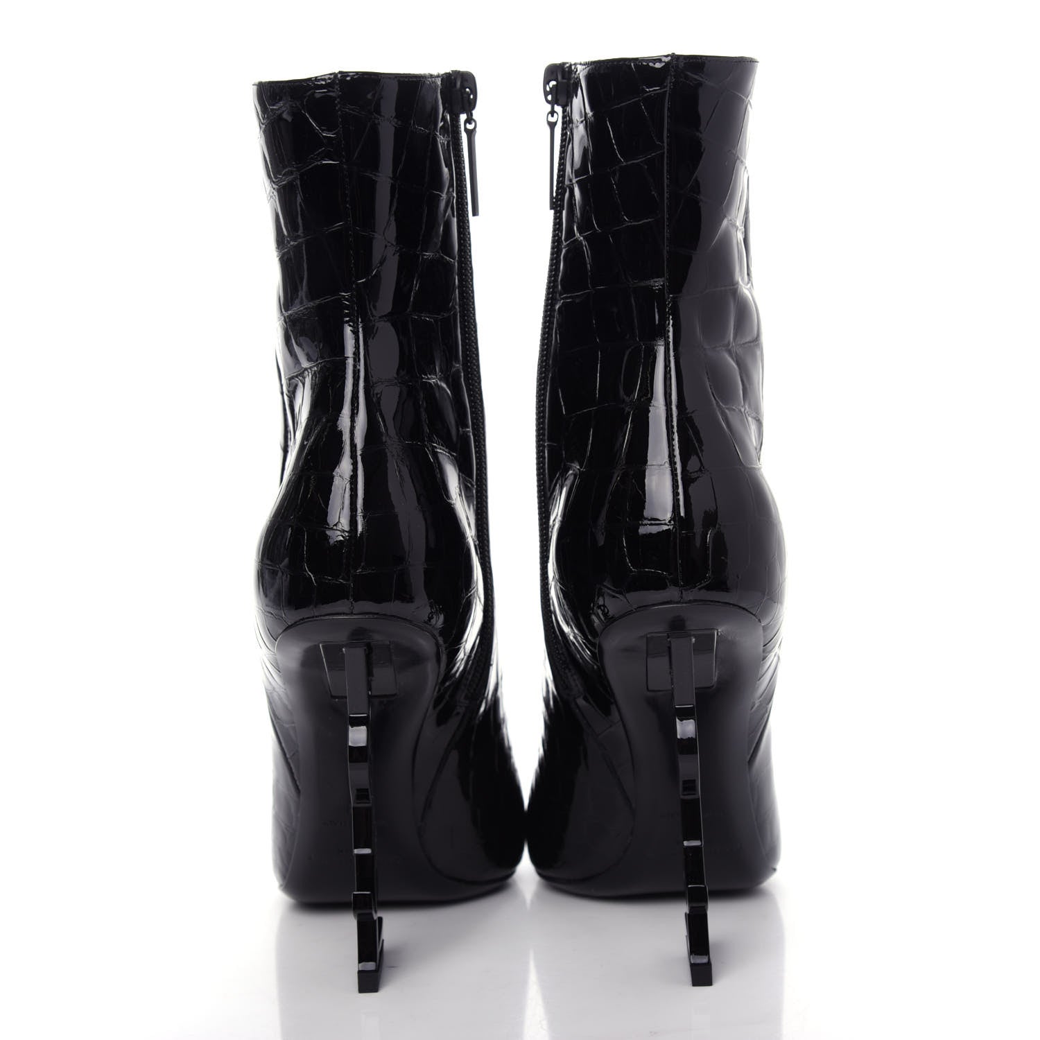 Saint Laurent Alligator Embossed Patent Calfskin Opyum 110 Ankle Boots 39 Black 7 of 10