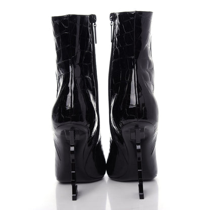 Saint Laurent Alligator Embossed Patent Calfskin Opyum 110 Ankle Boots 39 Black 7 of 10