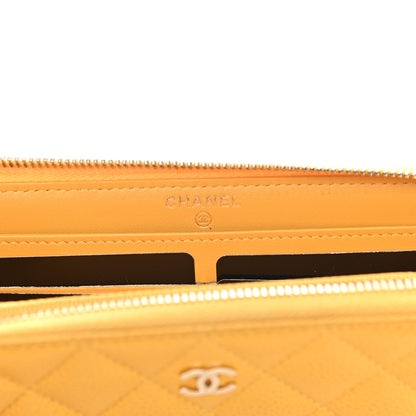 Chanel Caviar Quilted Large Gusset Zip Around Wallet Yellow 6 of 12