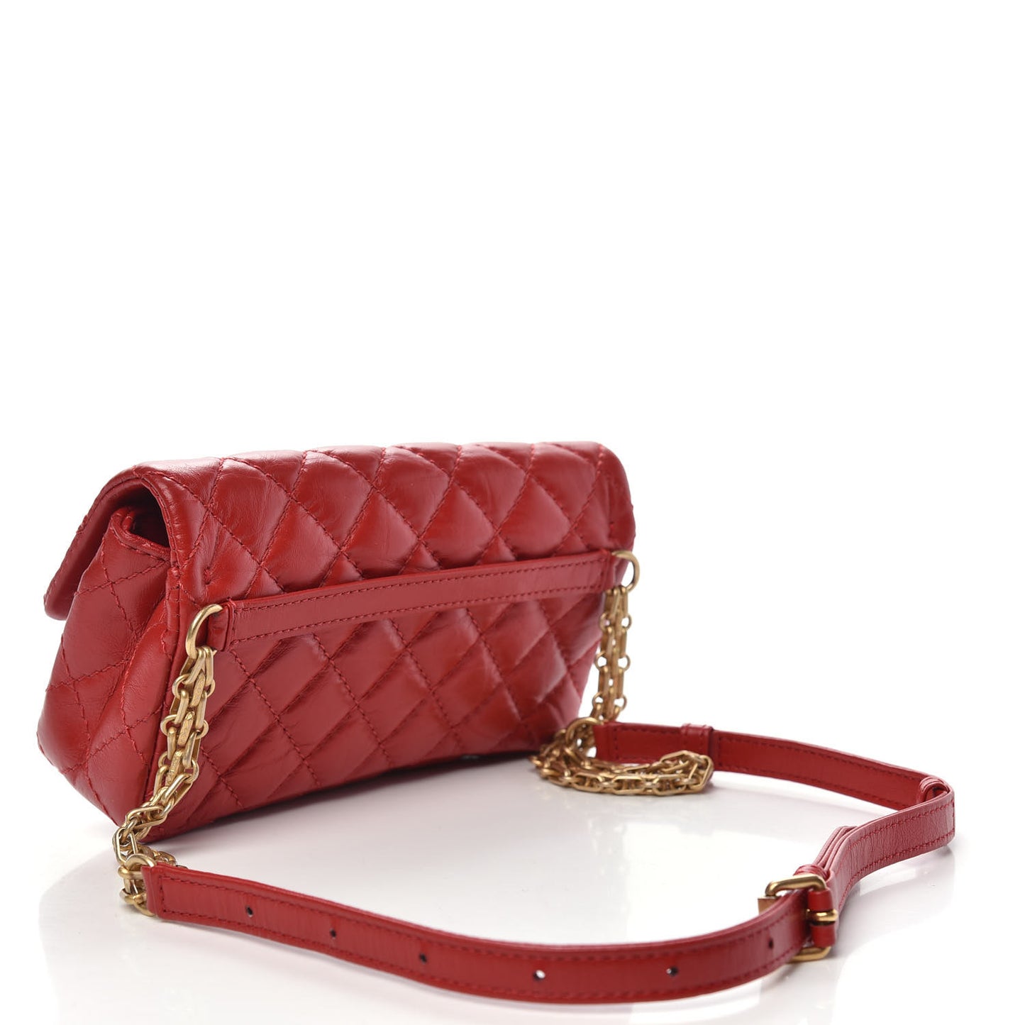 Aged Calfskin Quilted 2.55 Reissue Flap Belt Bag Red