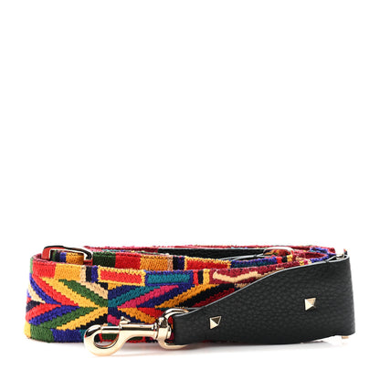 Valentino Garavani Canvas Native Couture 1975 Embroidered Rockstud Guitar Strap Multicolor 1 of 4