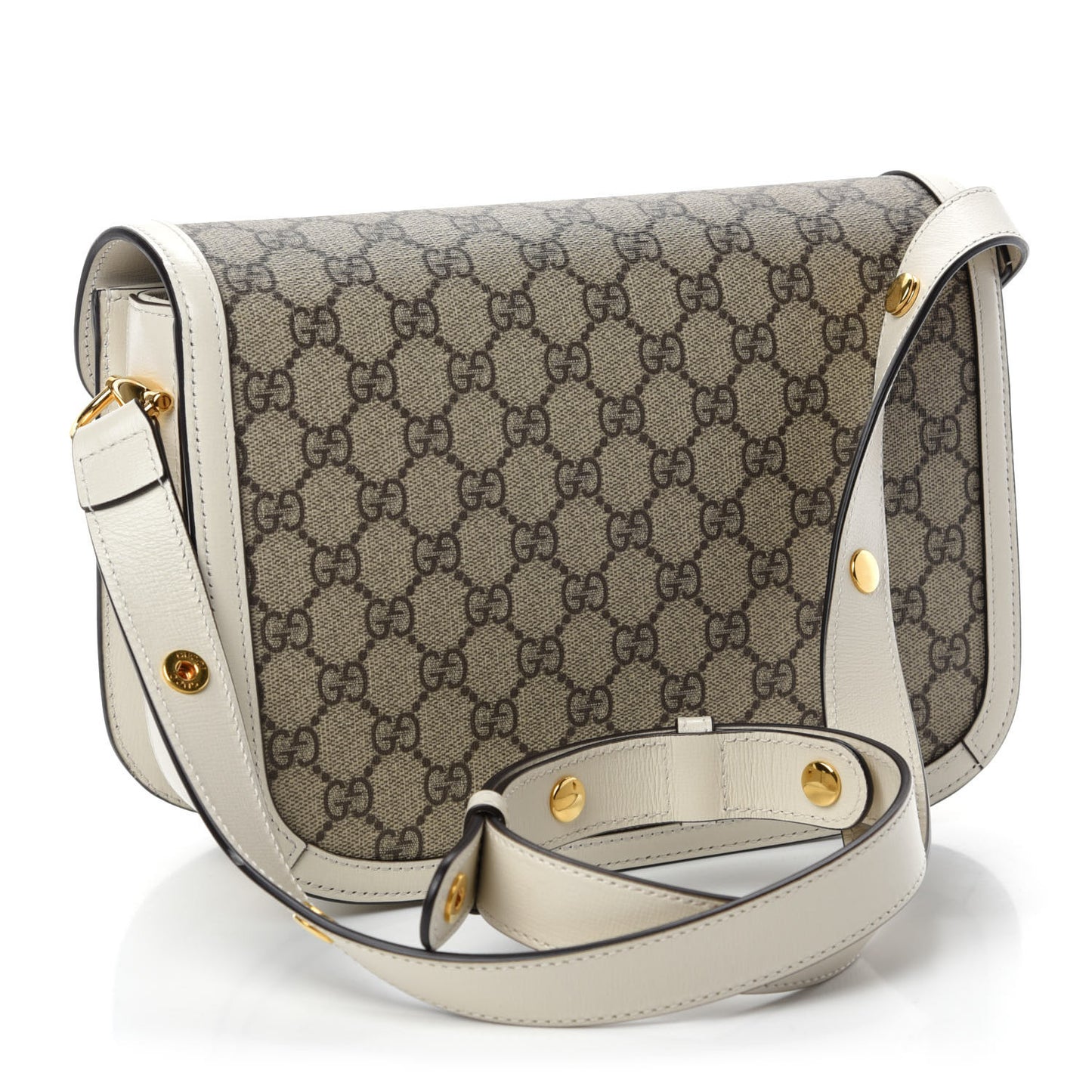 GG Supreme Monogram Horsebit 1955 Shoulder Bag Beige Mystic White