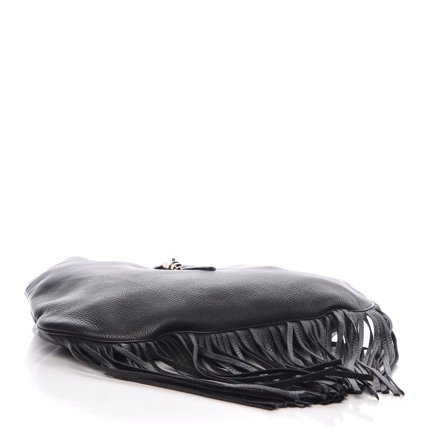 Calfskin Large New Jackie Nouveau Fringe Hobo Black