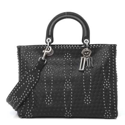Christian Dior Calfskin Studded Large Lady Dior Black 1 of 8