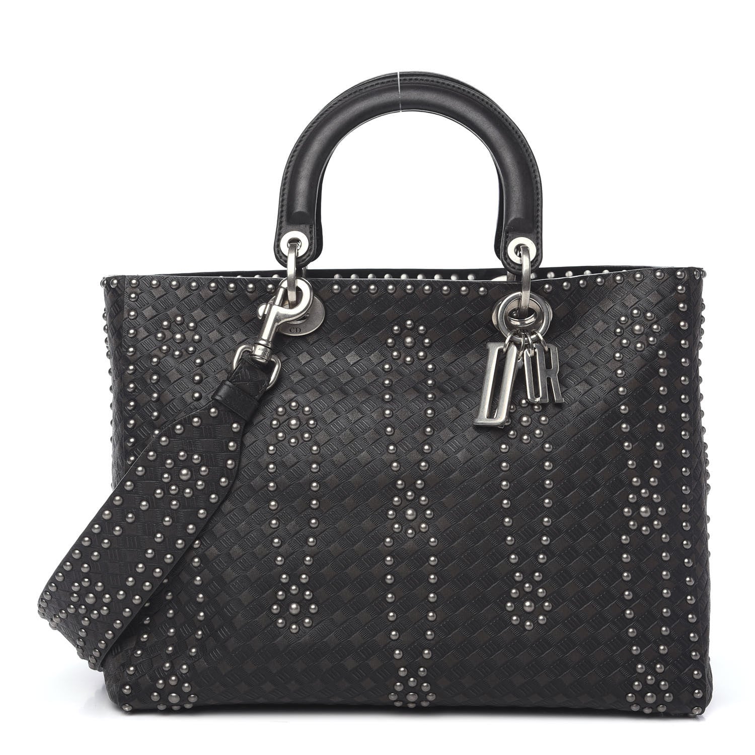 Christian Dior Calfskin Studded Large Lady Dior Black 1 of 8