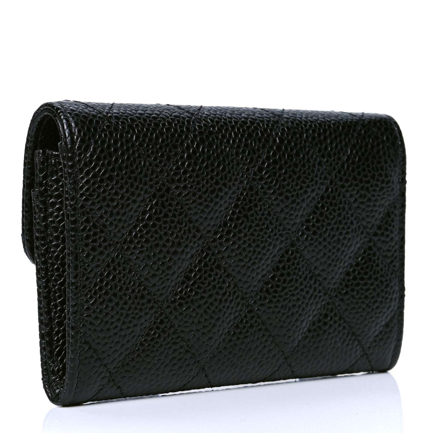 Caviar Quilted Flap Card Holder Black