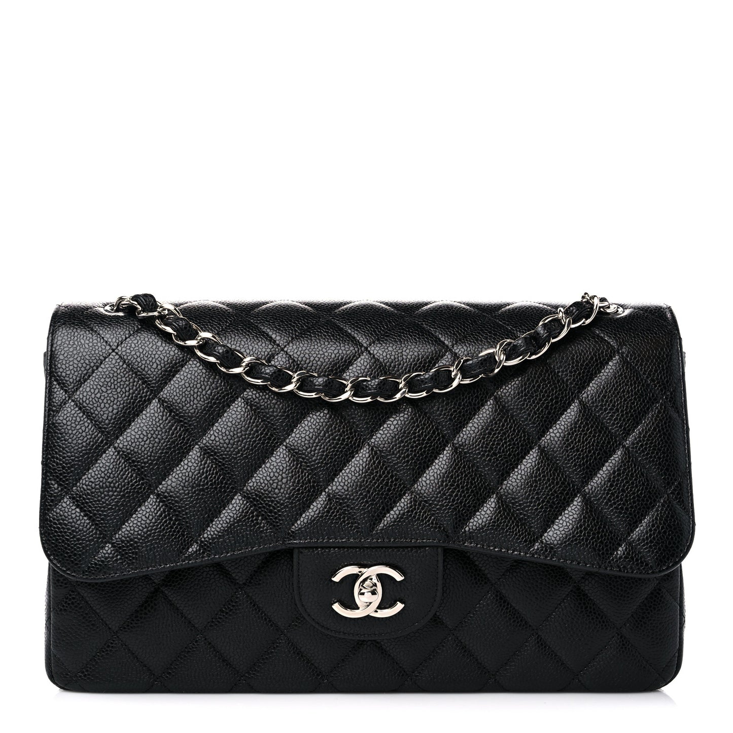 Caviar Quilted Jumbo Double Flap Black