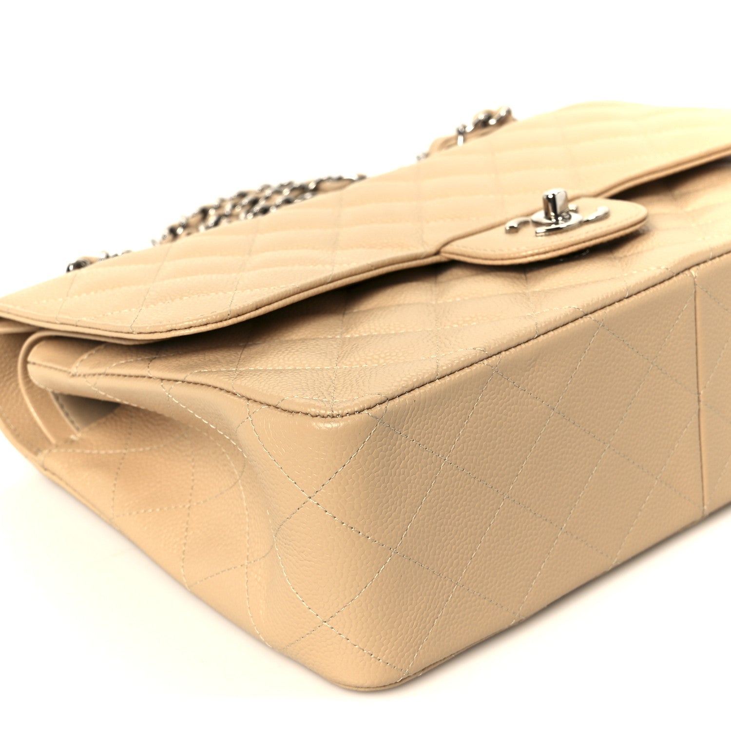 Chanel Caviar Quilted Jumbo Double Flap Beige 10 of 12
