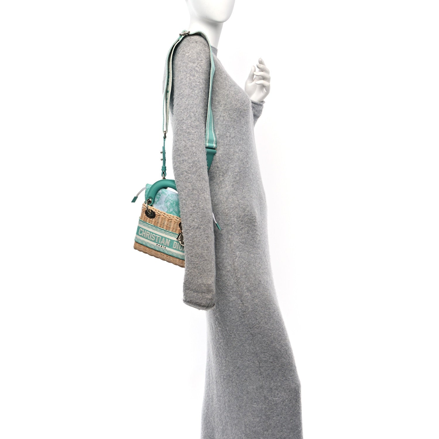 Christian Dior Wicker Oblique Mini Lady Dior Bag Aquamarina 2 of 9