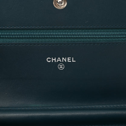 Chanel Velvet Quilted Boy Wallet On Chain WOC Teal 6 of 14