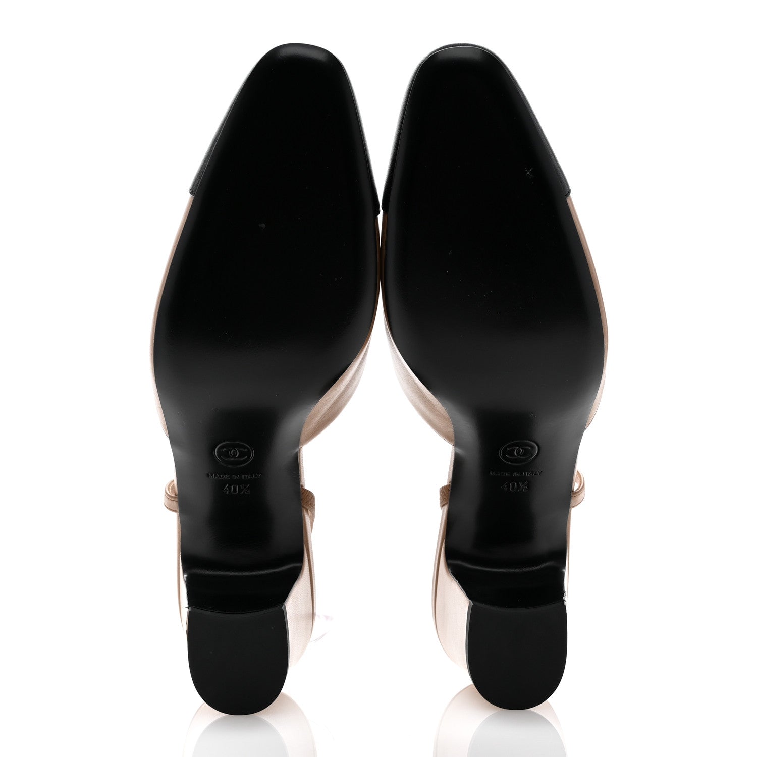 Chanel Lambskin Cap Toe CC Slingback Pumps 40.5 Dark Beige Black 6 of 11