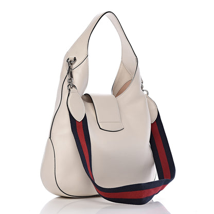 Gucci Calfskin Web Stripe Medium Dionysus Hobo White 3 of 13