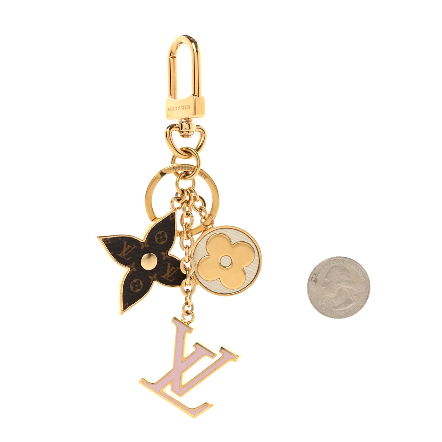 Metal Monogram Epi Spring Street Bag Charm Key Holder Gold