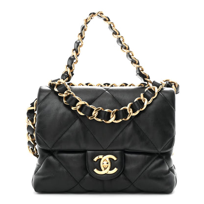 Chanel Lambskin Quilted Small Chain Top Handle Flap Black 1 of 11