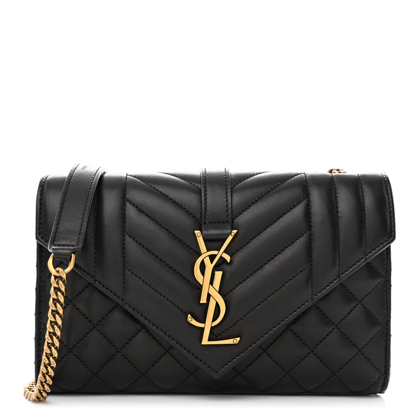 Lambskin Mixed Matelasse Triquilt Small Monogram Satchel Black