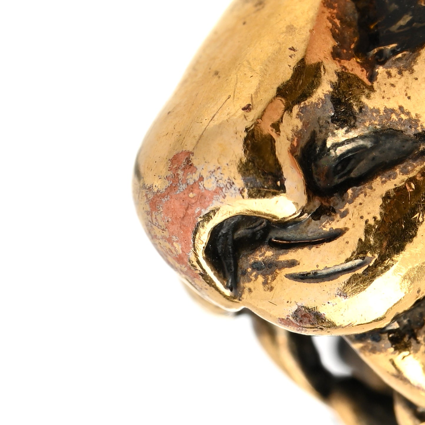 Metal Crystal Lion Head Ring 50/5.25 Aged Gold