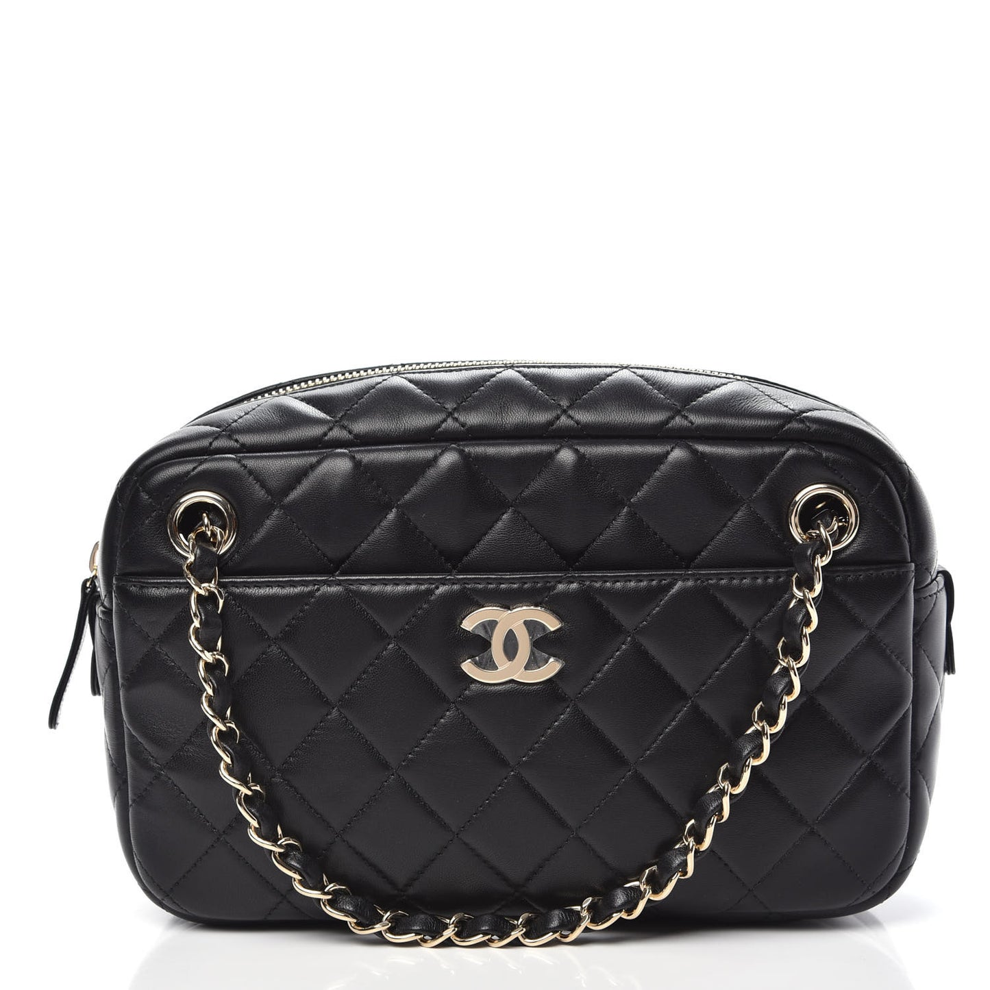 Lambskin Quilted Camera Case Black