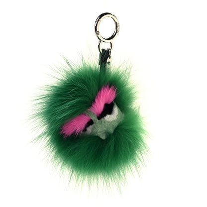 Fendi Fox Mink Rabbit Fur Vitello Dolce Minty Mini Monster Bag Bug Charm Jade Multicolor 1 of 5