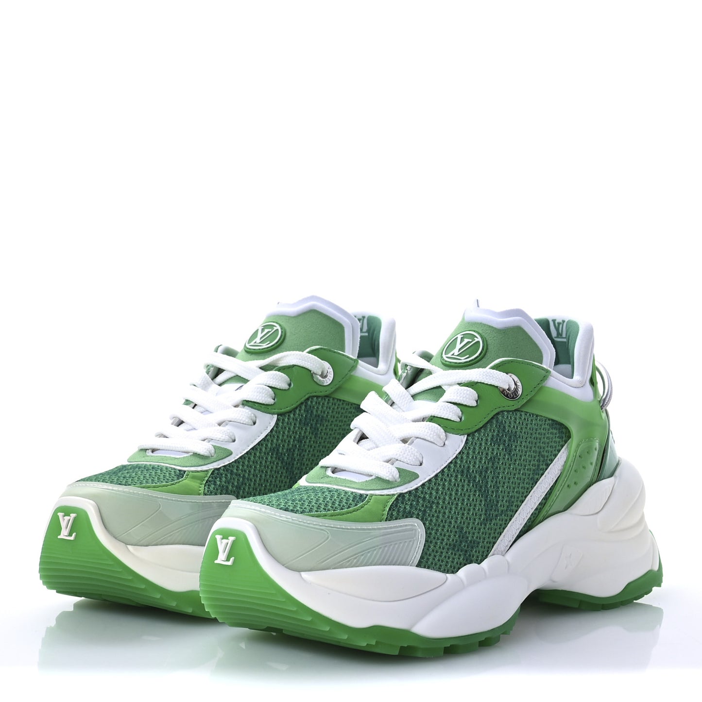 Monogram Calfskin Run 55 Sneakers 36 White Green