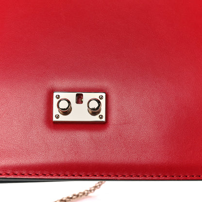 Valentino Garavani Vitello Medium Glam Lock Rockstud Flap Deep Rose Scarlet Grey Green 14 of 16