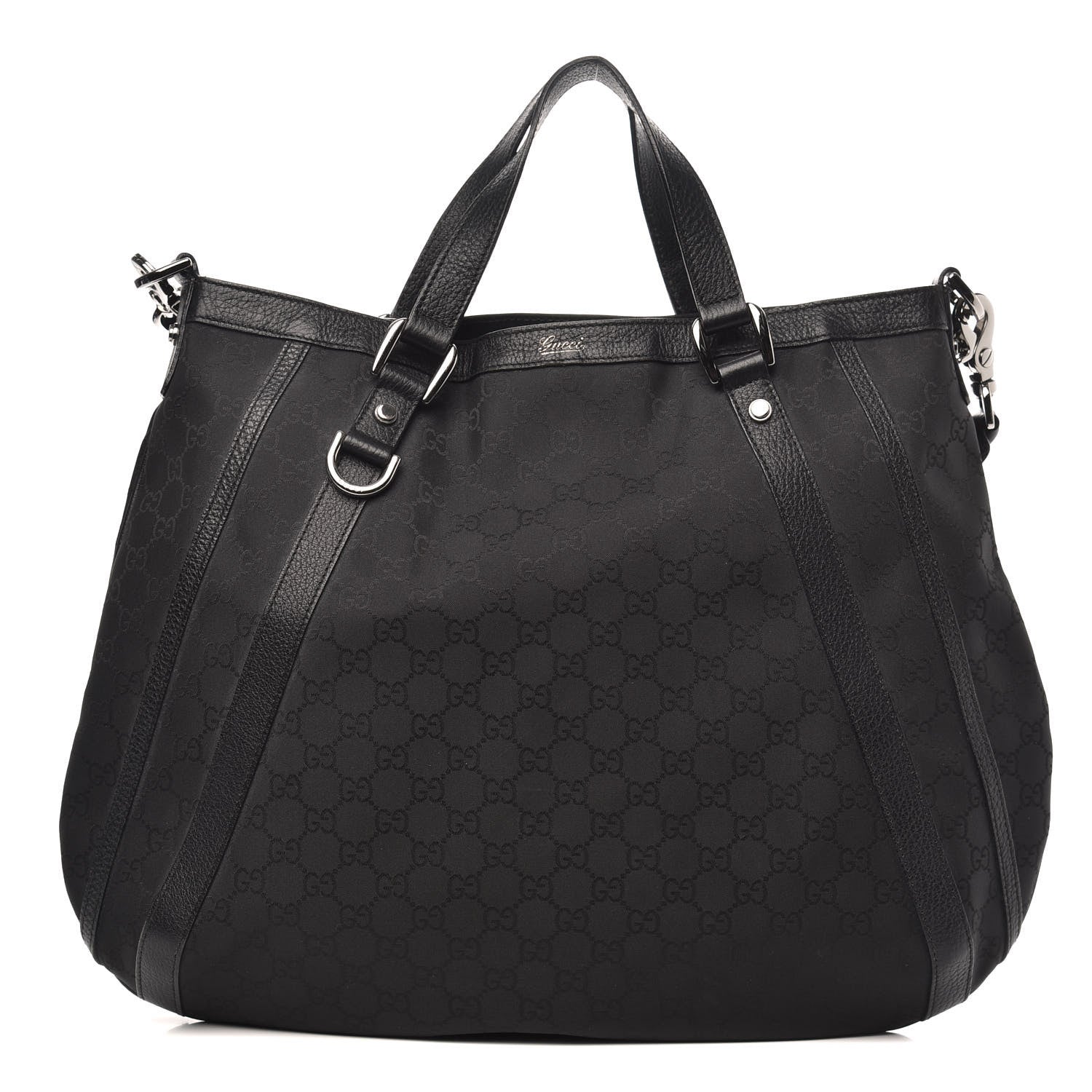 Gucci Nylon Monogram Medium Abbey Convertible Tote Black 1 of 9