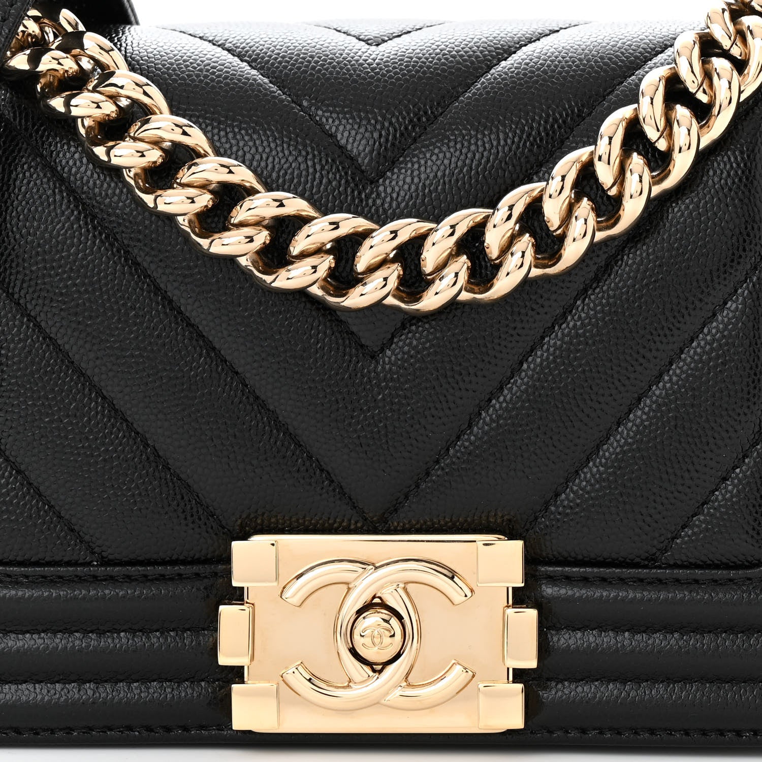Chanel Caviar Chevron Quilted Small Boy Flap Black 8 of 11