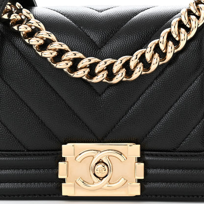 Chanel Caviar Chevron Quilted Small Boy Flap Black 8 of 11