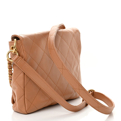 Chanel Shiny Calfskin Quilted Small Supple Twins Hobo Bag Brown 3 of 11