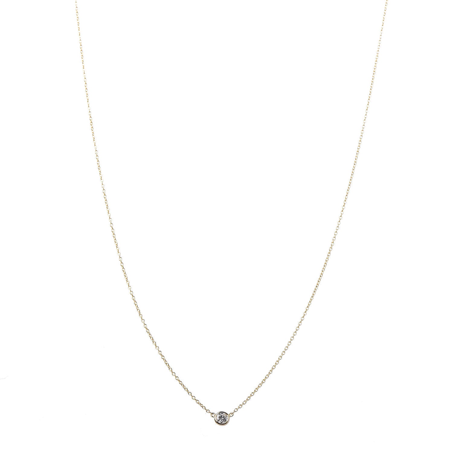 Tiffany 18K Yellow Gold Diamond .12ct Elsa Peretti Diamonds by the Yard Pendant Necklace 1 of 7