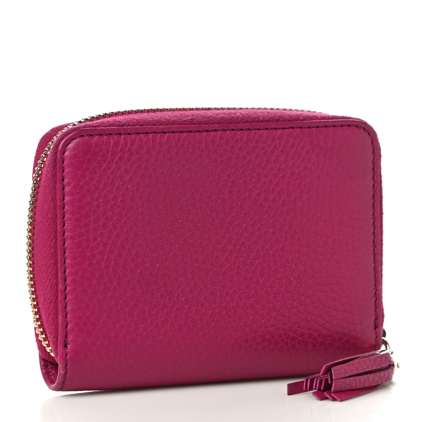 Pebbled Calfskin Soho Compact Disco Zip Around Wallet Bright Bougainvillea