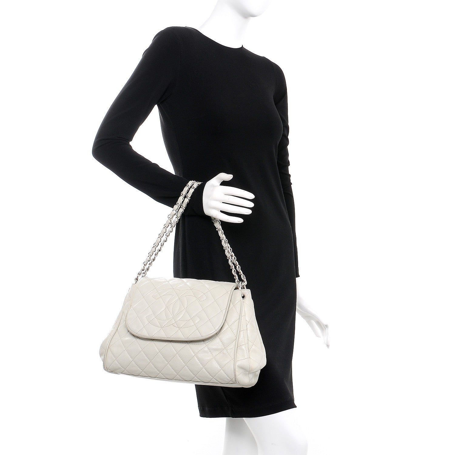 Chanel Caviar Quilted Timeless Accordion Flap White 2 of 17