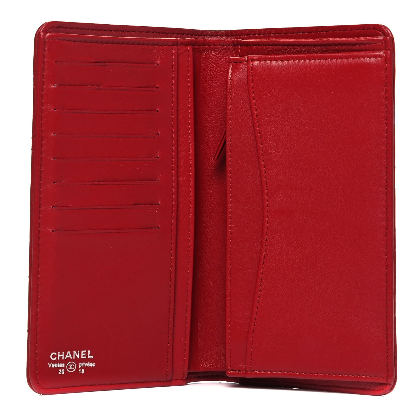 Lambskin Quilted Yen Wallet Red