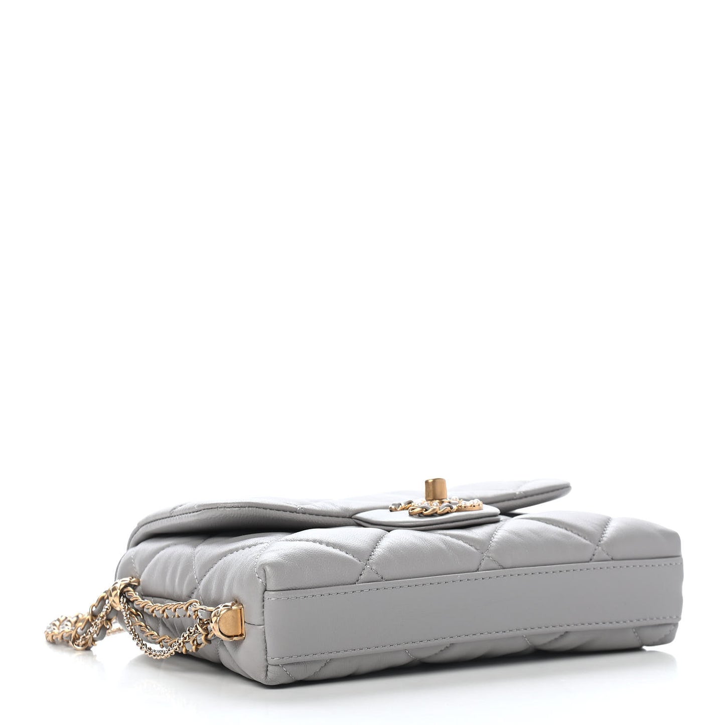 Lambskin Quilted Crush On Chains Flap Bag Grey