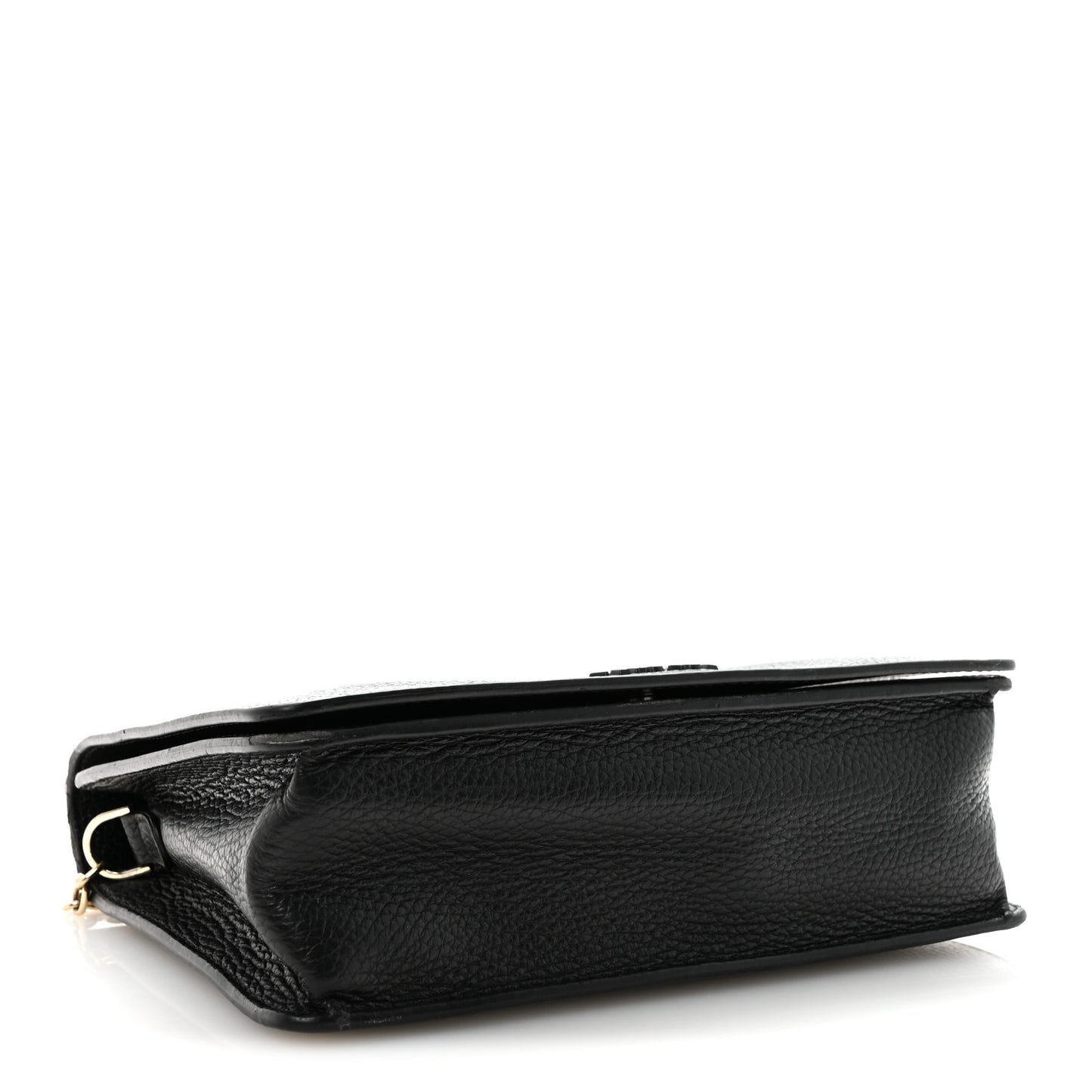 Grained Calfskin Embossed Medusa Flap Bag Black