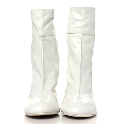 Chanel Shiny Crumpled Calfskin CC Cap Toe Short Boots 40.5 White 2 of 10