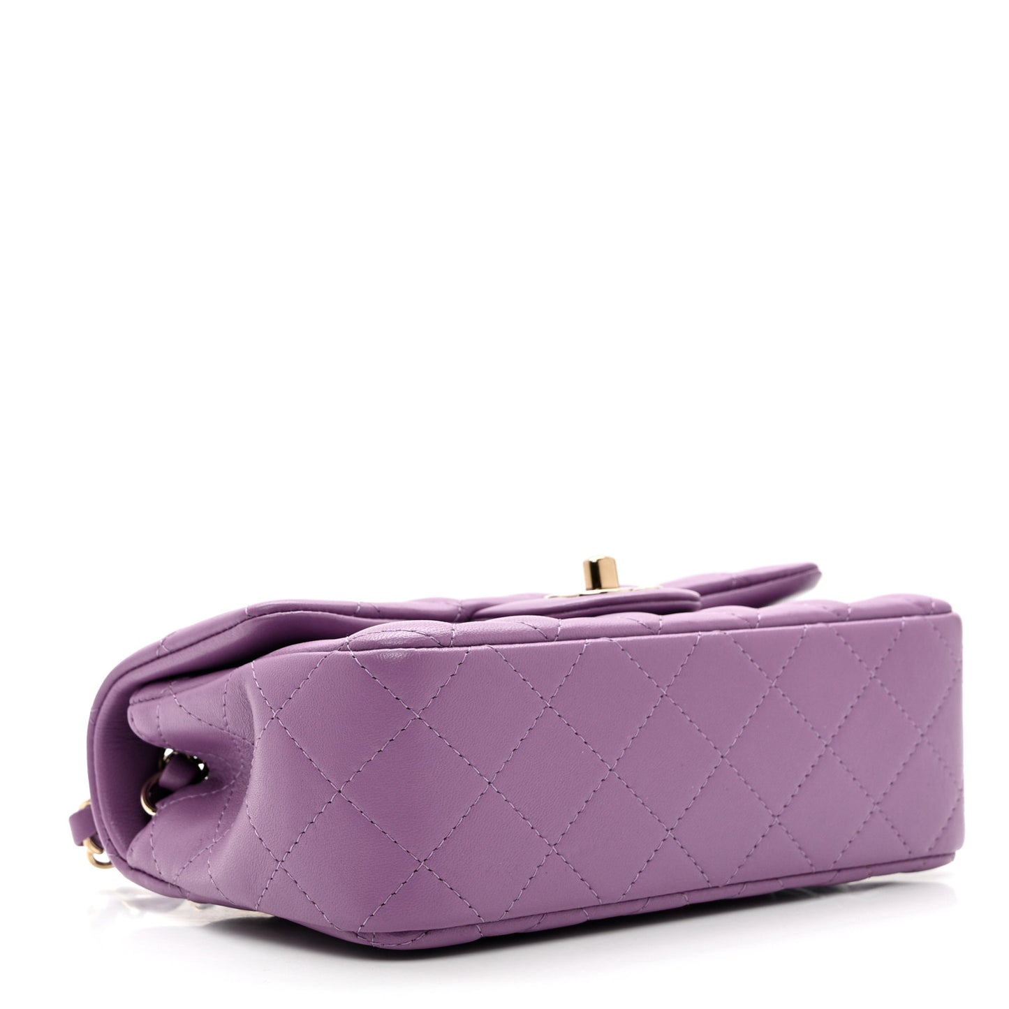Lambskin Quilted Mini Rectangular Flap Purple