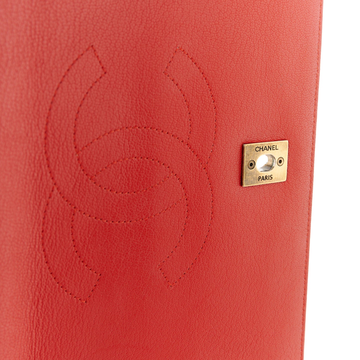 Shiny Goatskin Diagonal Quilted Medium Flap Red