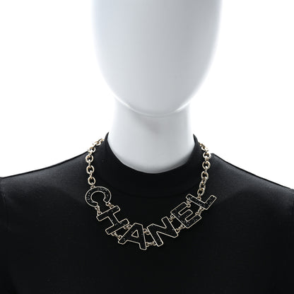 Chanel Crystal Logo Necklace Black Silver 2 of 4