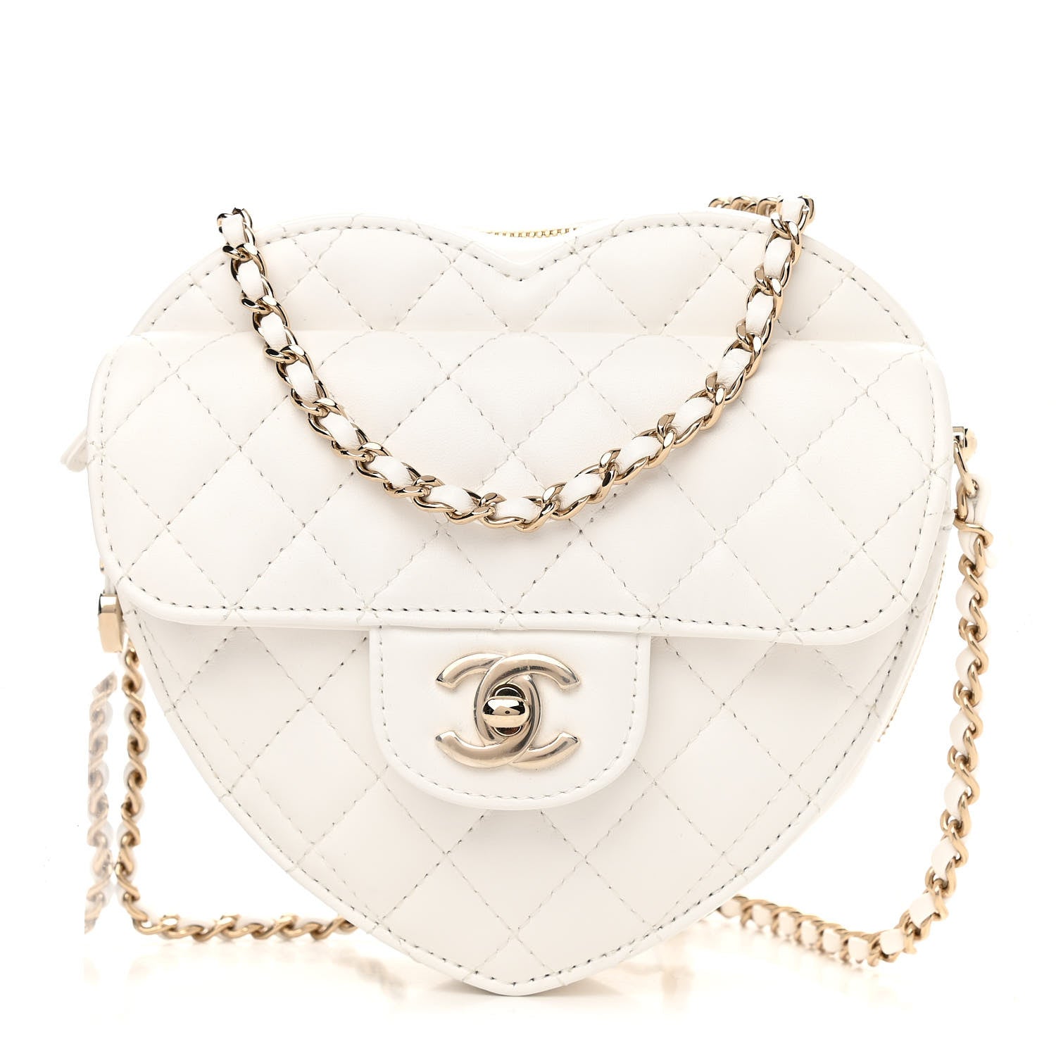 Chanel Lambskin Quilted CC In Love Heart Bag White 1 of 11