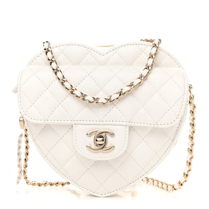Chanel Lambskin Quilted CC In Love Heart Bag White 1 of 11