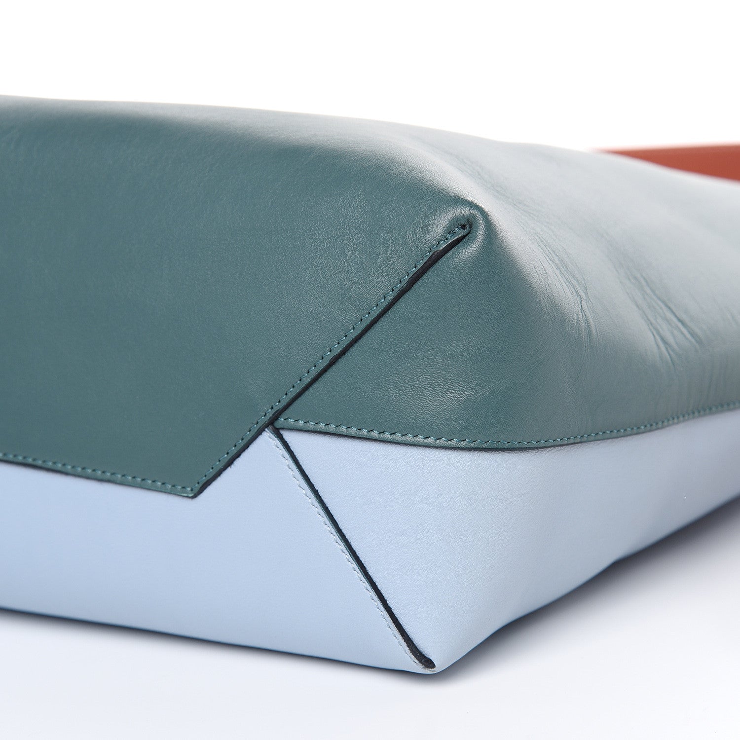 Celine Shiny Smooth Calfskin Small Twisted Cabas Green Smoke Pale Blue 10 of 13