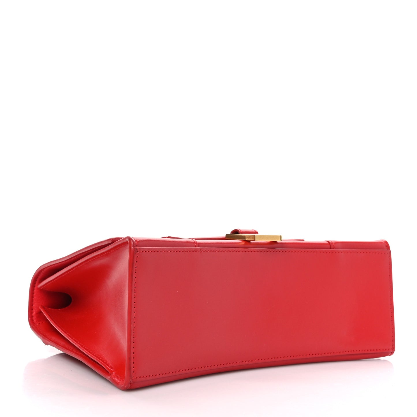 Shiny Box Calfskin Medium Hourglass Top Handle Bag Bright Red