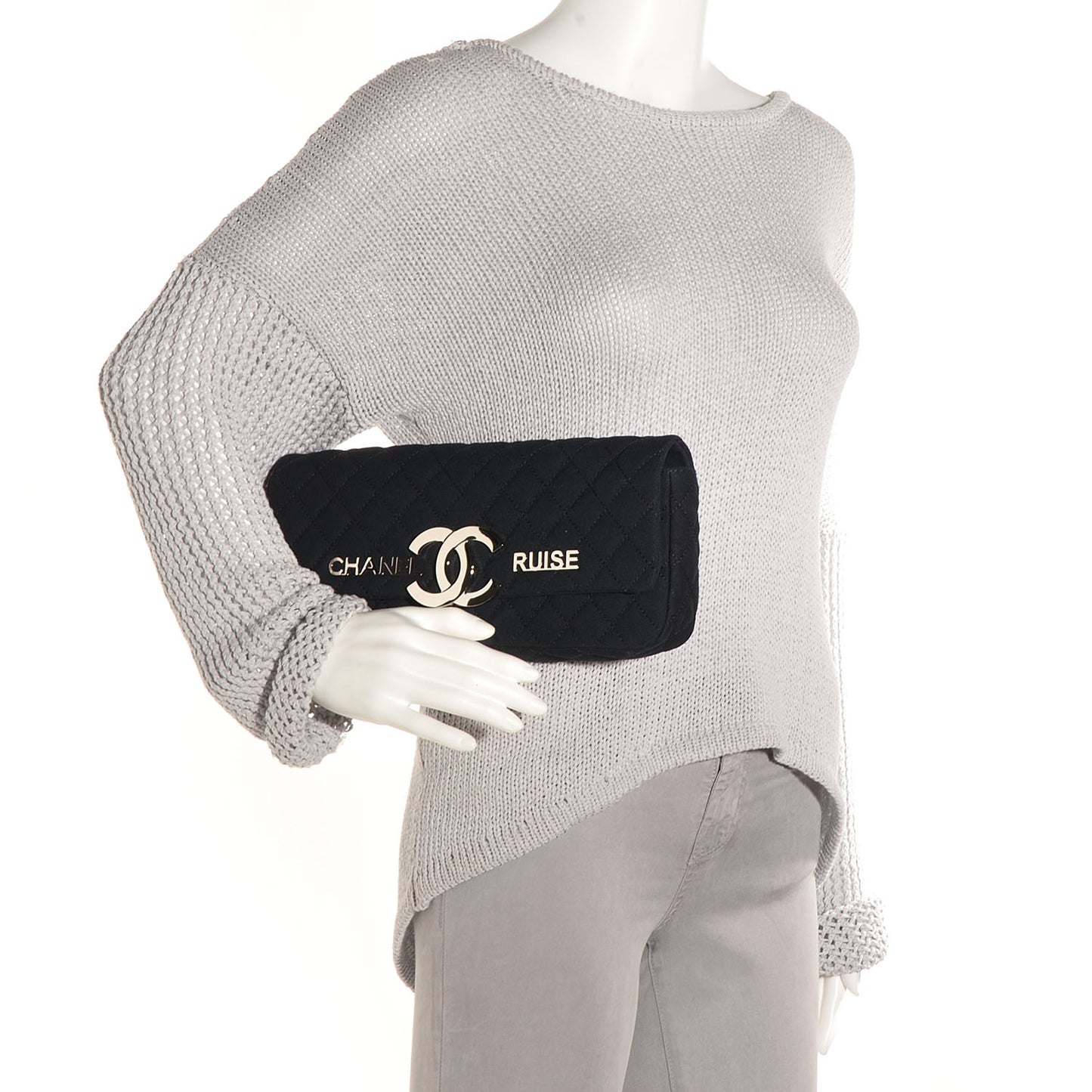 Canvas Quilted CC Cruise East West Flap Clutch Black