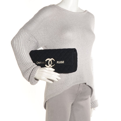 Chanel Canvas Quilted CC Cruise East West Flap Clutch Black 2 of 8