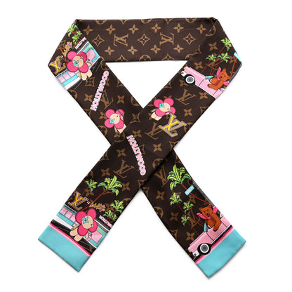 Louis Vuitton Silk Monogram 2021 Hollywood Christmas Animation Bandeau Marron 1 of 3
