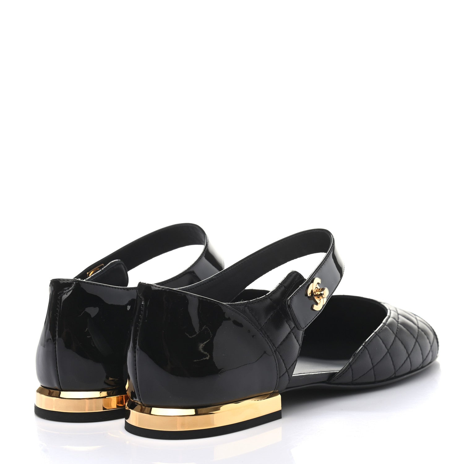 Chanel Patent Lambskin Quilted Cap Toe Ballerina Flats 40 Black 4 of 8