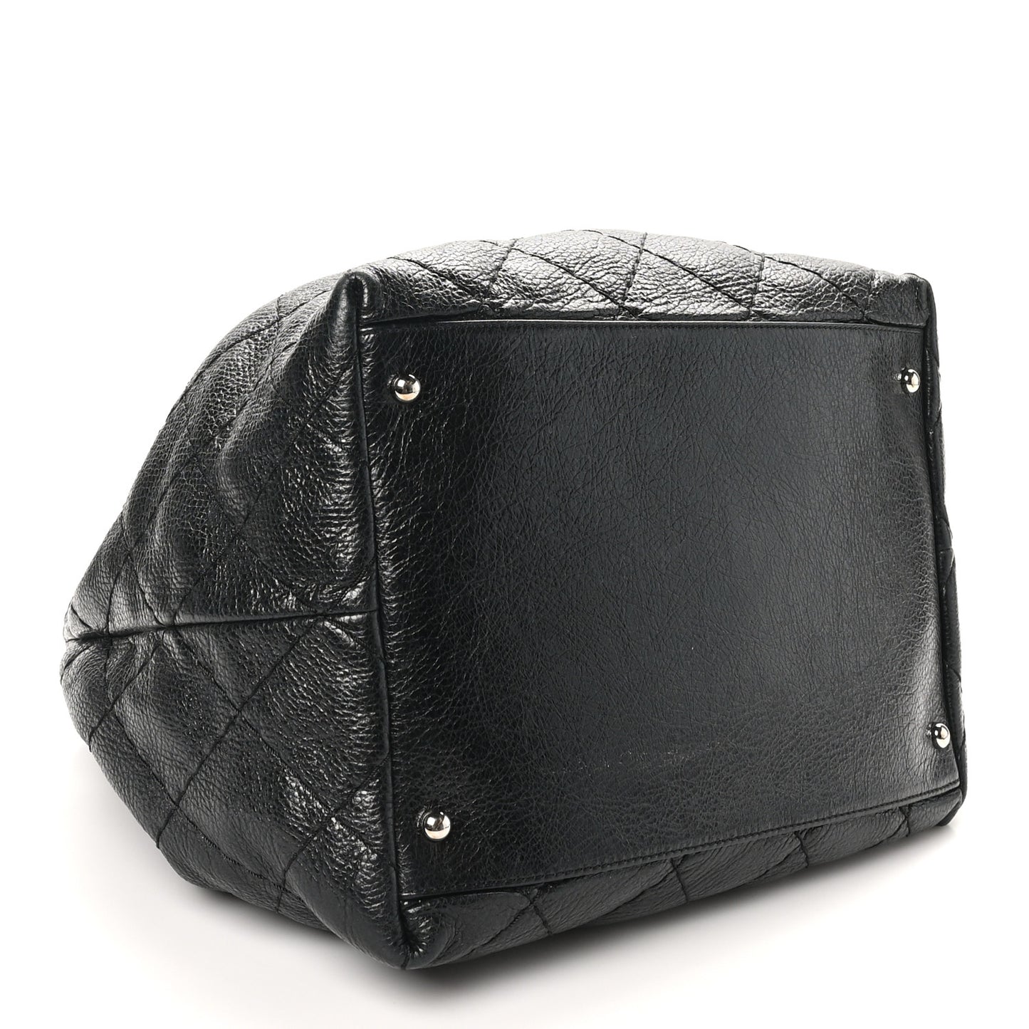 Glazed Calfskin On The Road Drawstring Tote Black
