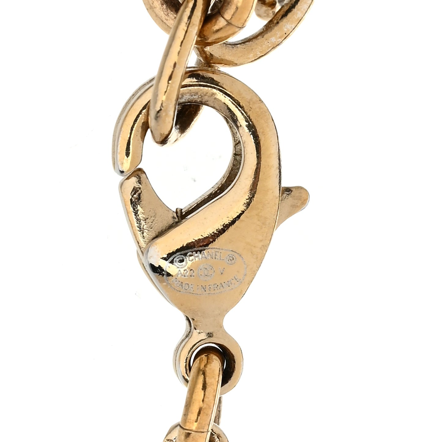 Pearl CC Chain Anklet Gold