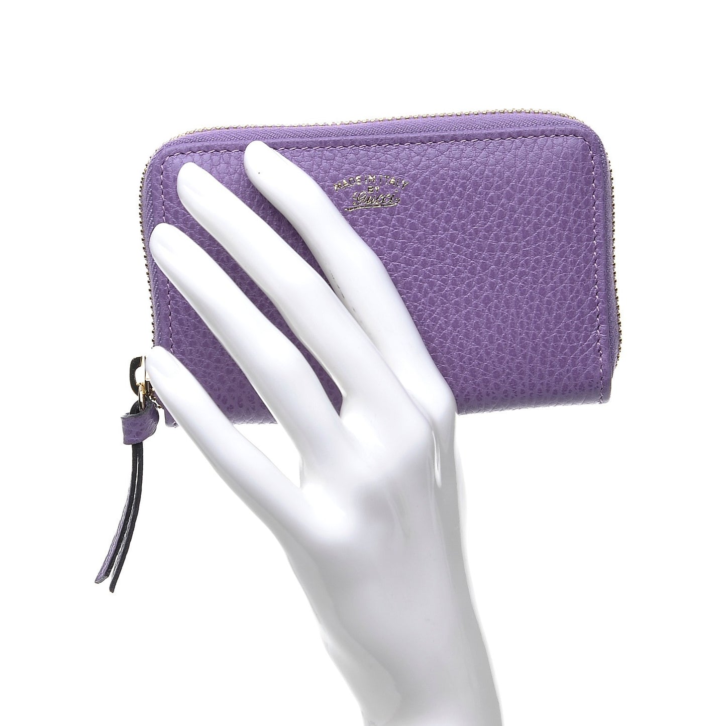 Dollar Calfskin Swing Zip Around Card Case Lavender